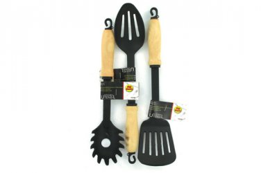 Wood handle kitchen utensils