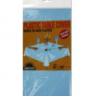 Light blue plastic tablecloth