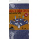 Blue plastic tablecloth