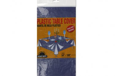 Blue plastic tablecloth