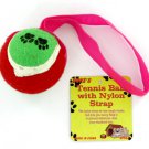 Tennis ball dog toy with nylon strap