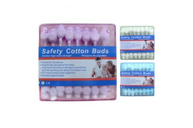 Cotton buds, assorted colors, pack of 50