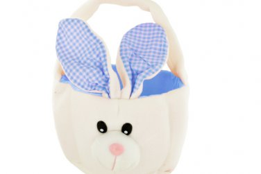 Blue Plush Easter Bunny Basket