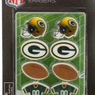 NFL Licensed Green Bay Packers Shaped Erasers Set