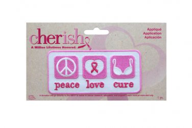 cherish peace love cure iron on applique