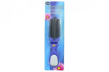 Folding brush with mirror