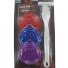 Set of 3 pet food lids and scooper spoon