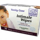 Intimate cleansing wipes, cucumber scent, pack of 30