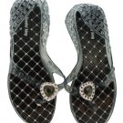 Ladies Glitter Jelly Sandals with Jeweled Hearts