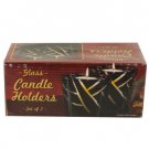 Decorative Black Glass Candle Holders Set