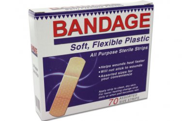 Flexible plastic bandages, assorted sizes