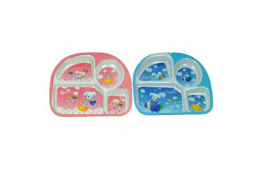Melamine kid's plate with 4 sections, assorted designs