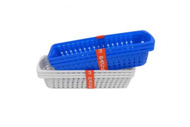 Rectangular plastic baskets, pack of 3