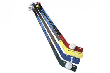 Toy hockey stick with puck