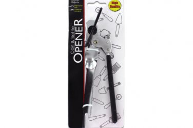 Can and bottle opener with grip handle