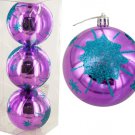Christmas Pastel Glitter Snowflake Ball Ornament Set