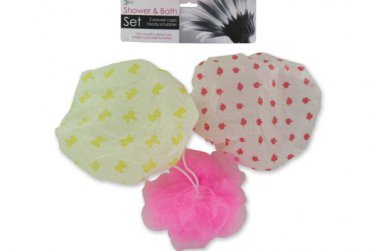 Shower Cap &amp; Body Scrubber Set