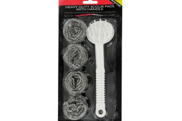 Heavy duty scouring pads with handle