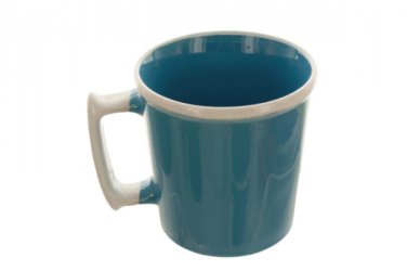 11 oz. Aqua Mug with White Rim &amp; Handle