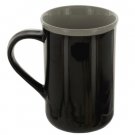 14 oz. Tall Black Ceramic Mug with Grey Rim