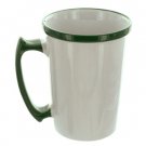 15 oz. Tall White Mug with Green Rim & Handle