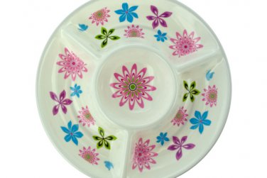 Four Section Floral Print Chip and Dip Dish