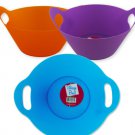 Plastic storage bowl with handle