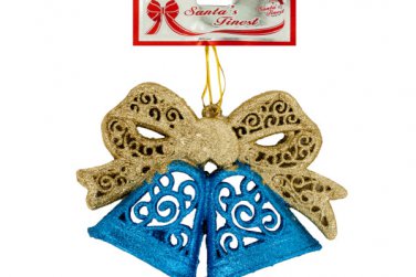 Christmas Glitter Bells &amp; Bow Hanging Decoration Set