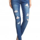 Women Hole Destroyed Ripped Distressed Denim Pants High Waist Jeans Trousers