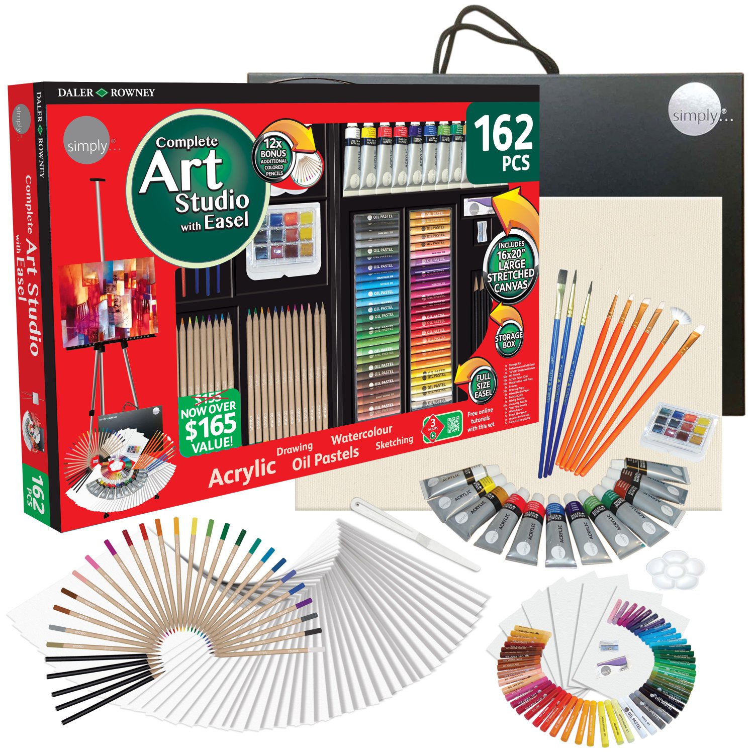 Art Easel Studio Set - DALER ROWNEY - Technical Mix - 115 Piece - With  Stand 