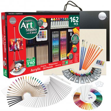 Daler-Rowney Simply 162-Piece Complete Art Studio Art Kit with Easel and  Canvas
