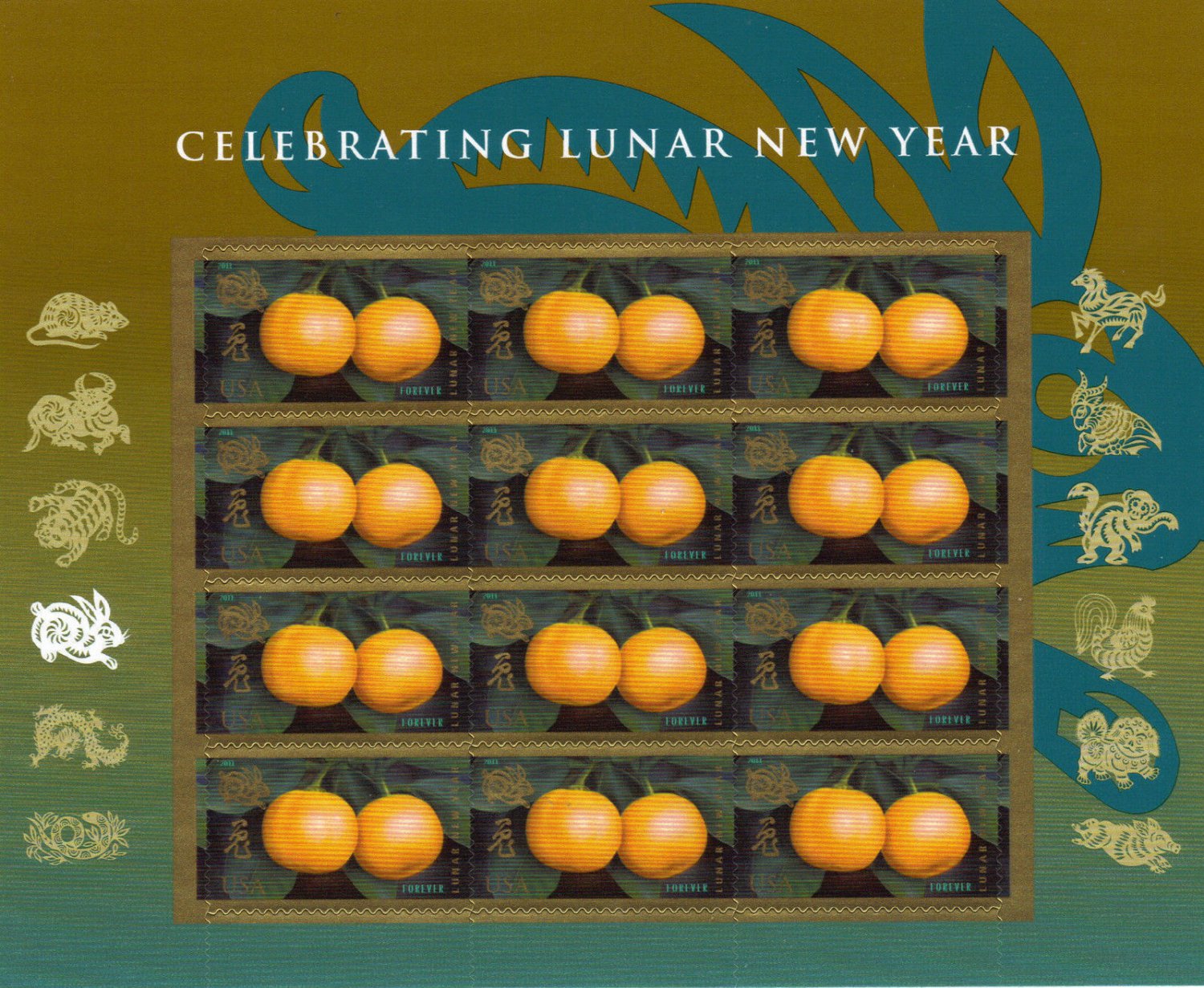Lunar usps celebrating sealed stamps forever sheet brand year USPS US 2011 Scott #4492 CHINESE LUNAR NEW YEAR OF THE RABBIT Forever