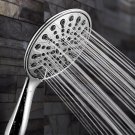 Handheld Shower Head, 6" Chrome Spray Setting High Pressure, Flexible Stainless Steel Hose