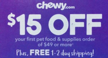 chewy new customer $15 off
