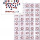 USPS Forever Postage 50 Stamps Red White Blue Stars Patriotic Spiral