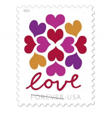 USPS Forever Stamps Valentine's Day, 20 Piece Hearts Blossom 2019 (1 Sheet of 20 Stamps)