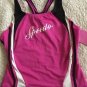 NEW Speedo Swimsuit Tankini Top Hot Pink, Black & White Girls Size 16 Racerback