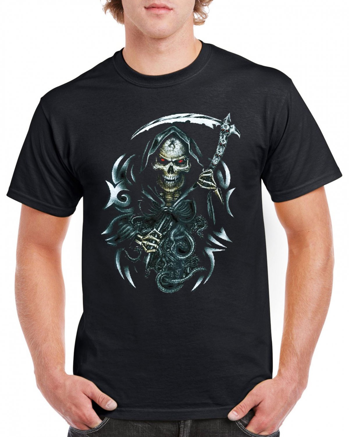 Heavy Metal Skull Sickle T-shirt Devil Cool Tshirt Music Festival Top Tee