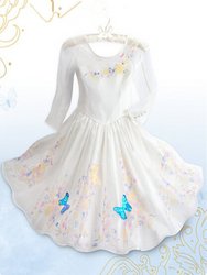 Little Girls' Long Sleeve Cinderella Casual Dress White