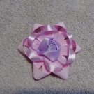 Hand made Baby toddler girl hair bow pink and silver ribbon clip