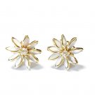 Flower Enamel Earrings Studs 18kts Gold Plated