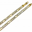 4mm Flattened  Figaro Lobster 2 Tones 18Kts Gold Plated Chain