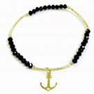 Anchor Charm black crystals bracelet