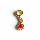 Girl on a Red Dress European Bead Charm 18kt of Gold Plated