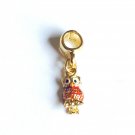 Owl European Bead Charm 18kt of Gold Plated