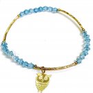 Owl Charm Blue Crystals Bracelet