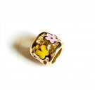 Flower Barrel European Bead Charm 18kt of Gold Plated
