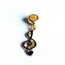Black Musical Note European Bead Charm 18kt of Gold Plated