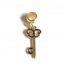 Black Key European Bead Charm 18kt of Gold Plated