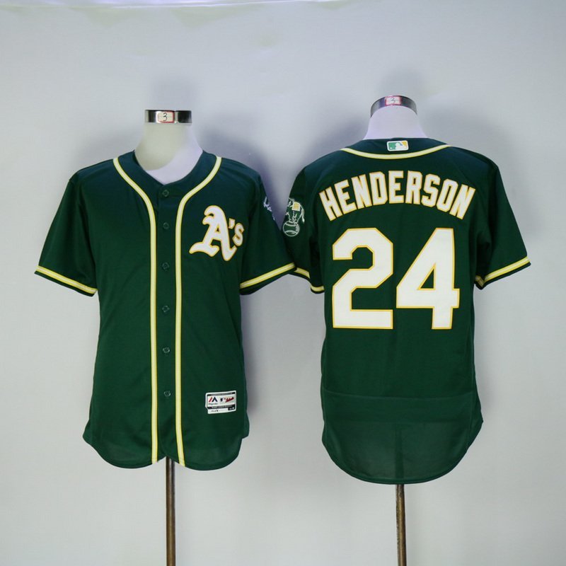 Mens 2017 Oakland Athletics #24 Henderson Green Majestic Flex Base ...